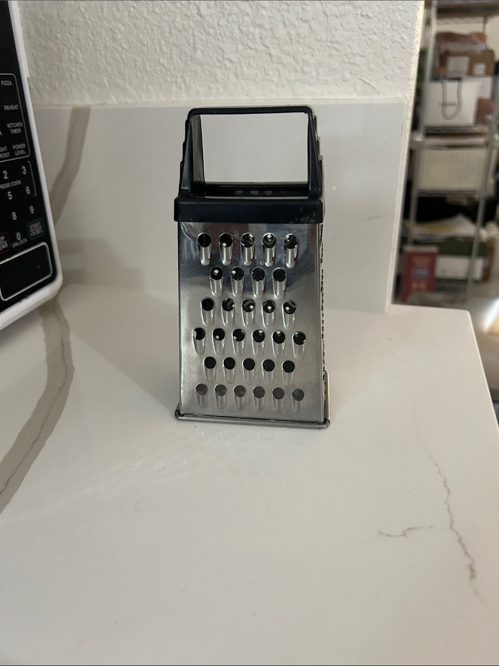 Black and Silver Box Grater - Stainless Steel Handheld Kitchen Grater